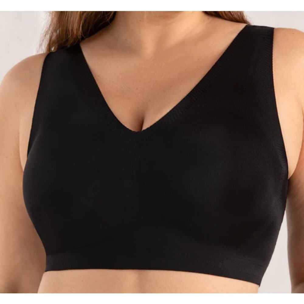 Shapermint Truekind Large Black Everyday Comfort V Neck Bralette Shapewear 91408